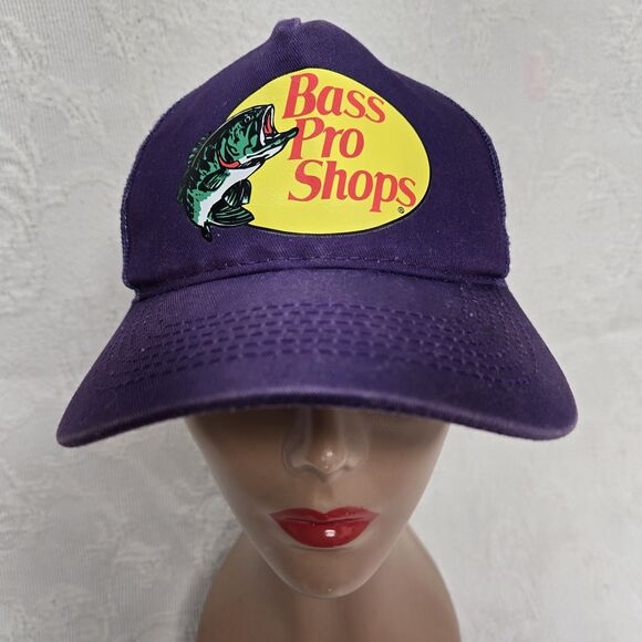 Bass Pro Shops Purple Trucker Hat Mesh Snapback Outdoor Fishing YouTube Viral - Picture 1 of 7